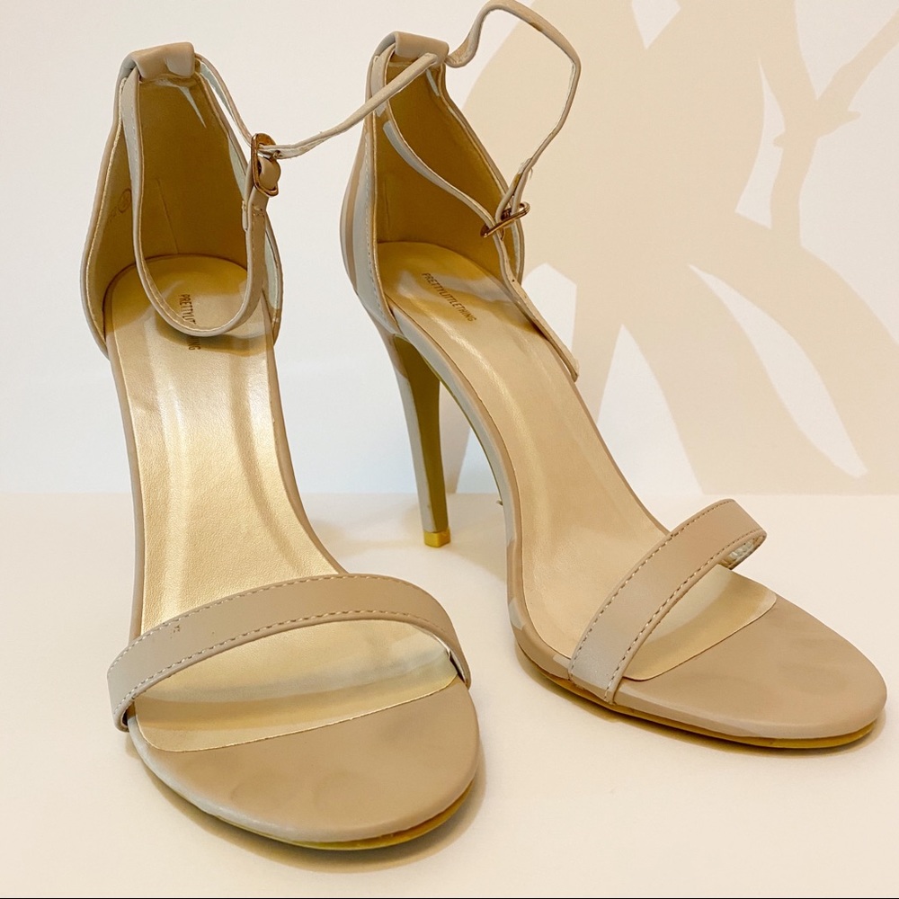 PLT Nude Toe Strap Heels